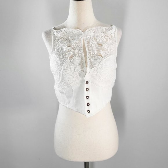 FREE PEOPLE have my heart cropped tank top Sz L NEW - Picture 3 of 10